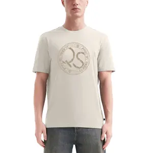 Basic Round Neck T-Shirt with Front Print QS image-2