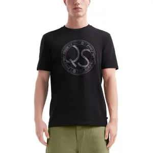 Basic Round Neck T-Shirt with Front Print QS image-2