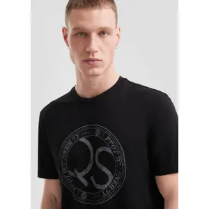 Basic Round Neck T-Shirt with Front Print QS image-3