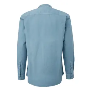Long Sleeve Shirt with High Collar and Curved Hem QS image-1