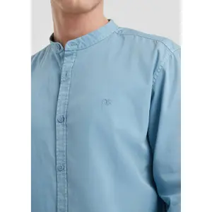 Long Sleeve Shirt with High Collar and Curved Hem QS image-3
