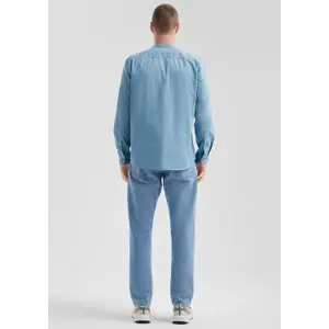 Long Sleeve Shirt with High Collar and Curved Hem QS image-4