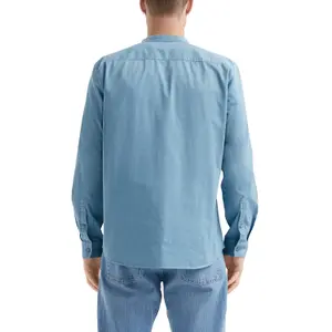 Long Sleeve Shirt with High Collar and Curved Hem QS image-5