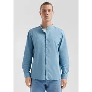 Long Sleeve Shirt with High Collar and Curved Hem QS image-6