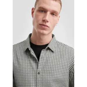 Flannel Long Sleeve Button-Down Shirt QS image-3