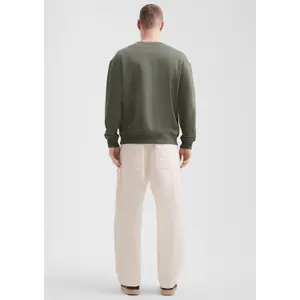 Washed Round Neck Sweatshirt with Chest Pocket QS image-4