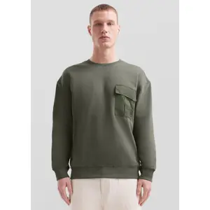 Washed Round Neck Sweatshirt with Chest Pocket QS image-6