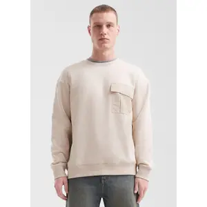 Washed Cotton Blend Sweatshirt with Chest Pocket QS image-6