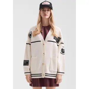 Casual Cardigan with Patches Women QS image-6