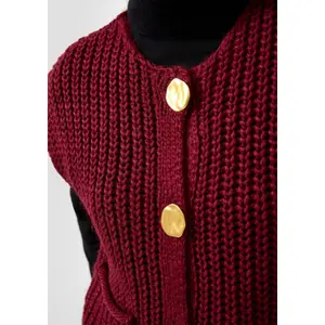 Short Knit Cardigan with Buttons for Women QS image-3