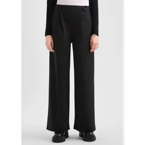 Wide Pleated Jersey Interlock Trousers Women QS image-6