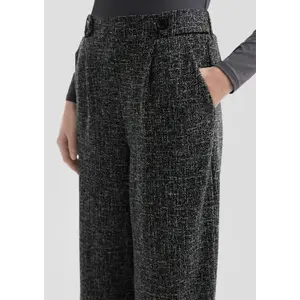 Wide Pleated Jersey Interlock Trousers Women QS image-3