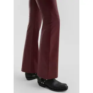Women's Elastic Waist Faux Leather Flared Trousers QS image-3