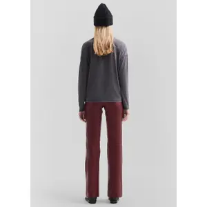 Women's Elastic Waist Faux Leather Flared Trousers QS image-4