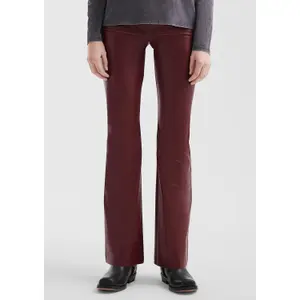 Women's Elastic Waist Faux Leather Flared Trousers QS image-6