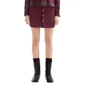 Women's Ribbed Stretch Velvet Button-Up Skirt QS image-2