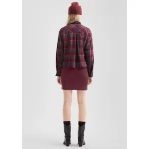 Women's Ribbed Stretch Velvet Button-Up Skirt QS image-4