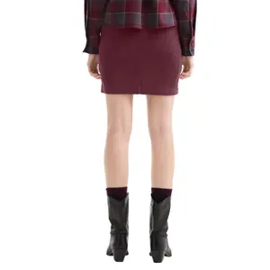 Women's Ribbed Stretch Velvet Button-Up Skirt QS image-5