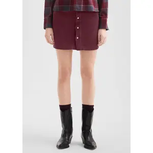 Women's Ribbed Stretch Velvet Button-Up Skirt QS image-6