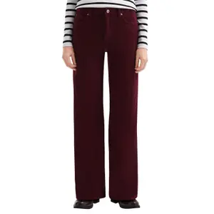 High-Waisted Wide-Leg Corduroy Trousers Ladies QS image-2