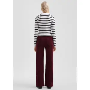 High-Waisted Wide-Leg Corduroy Trousers Ladies QS image-4