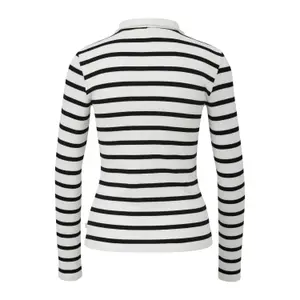 Women's Striped Ribbed Polo QS image-1
