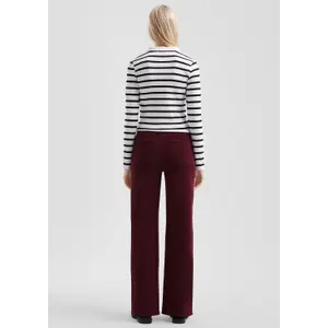 Women's Striped Ribbed Polo QS image-4