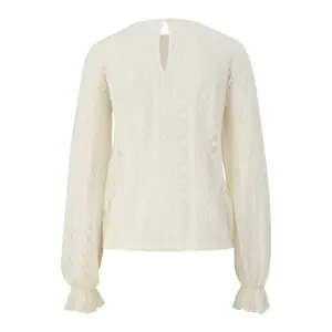 Slightly Sheer Lace Blouse for Women QS image-1