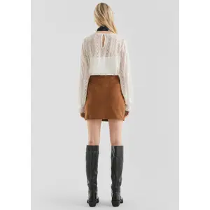 Slightly Sheer Lace Blouse for Women QS image-4