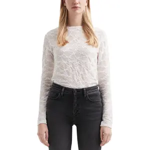 Slightly Sheer Long Sleeve Shirt Women QS image-2