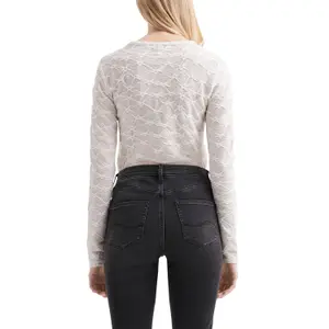 Slightly Sheer Long Sleeve Shirt Women QS image-5