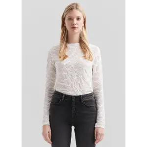 Slightly Sheer Long Sleeve Shirt Women QS image-6
