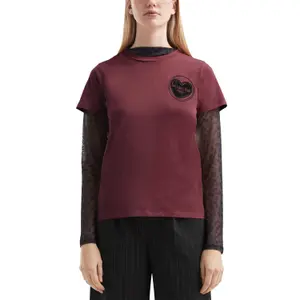 Women's Cotton Shirt with Small Placed Pattern QS image-2