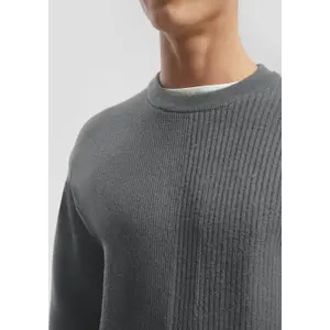 Ribbed Layered Knit Pullover QS image-3