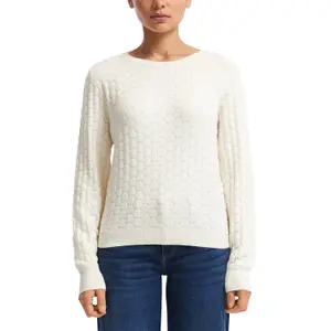 Women's Round Neck Pullover with Honeycomb Structure QS image-2