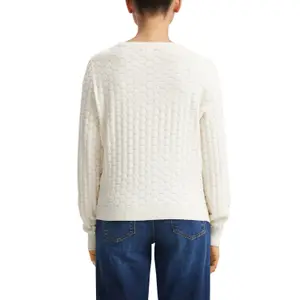Women's Round Neck Pullover with Honeycomb Structure QS image-5