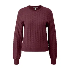 Women's Round Neck Pullover with Honeycomb Structure QS image-0