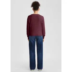 Women's Round Neck Pullover with Honeycomb Structure QS image-4