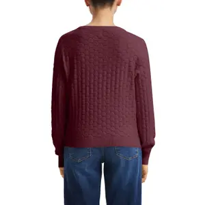 Women's Round Neck Pullover with Honeycomb Structure QS image-5
