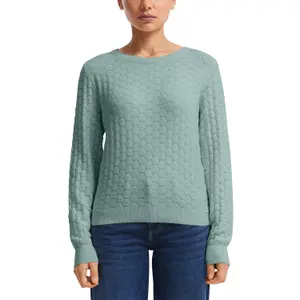 Women's Round Neck Pullover with Honeycomb Structure QS image-2