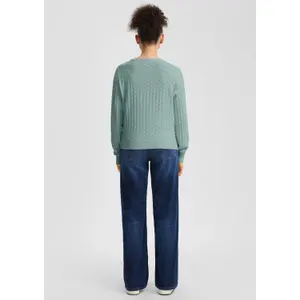 Women's Round Neck Pullover with Honeycomb Structure QS image-4
