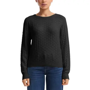Women's Round Neck Pullover with Honeycomb Structure QS image-2