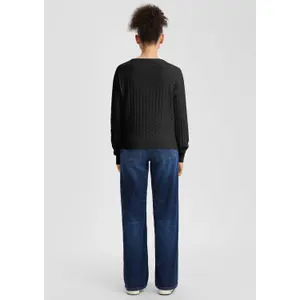 Women's Round Neck Pullover with Honeycomb Structure QS image-4