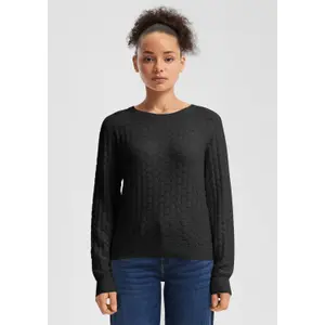 Women's Round Neck Pullover with Honeycomb Structure QS image-6