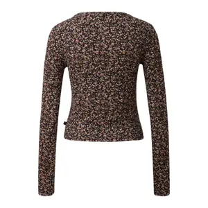 Ribbed V-Neck Jumper with All-Over Floral Pattern Women QS image-1