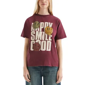 Casual Cotton T-shirt with Front Print for Women QS image-2