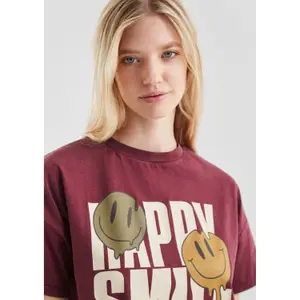 Casual Cotton T-shirt with Front Print for Women QS image-3