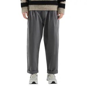 Straight Pleated Trousers in Washed Fabric QS image-2