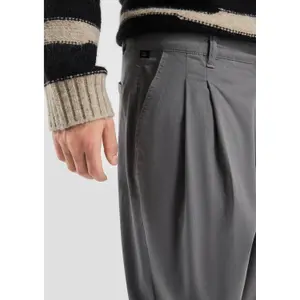 Straight Pleated Trousers in Washed Fabric QS image-3