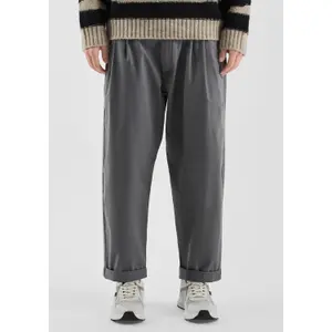 Straight Pleated Trousers in Washed Fabric QS image-6